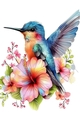 Pretty Humming Bird With Flowers A4 (Two)