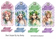 4 Coloured Birthday Gingham Tags/Toppers With Flower Fairies
