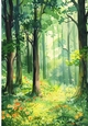 Pretty Spring Green Woodland A4 (THREE)