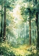 Pretty Spring Green Woodland A4 (FOUR)