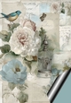 Pretty Blue Flowers & Butterflies/Bird On Script A4