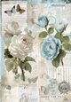 Pretty Blue/Cream Flowers & Butterflies On Script A4
