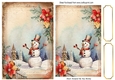Lovely Vintage Snowman With Poinsettias Snow Scene Pyramids