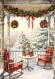 Pretty Snow Scene Of A Verande A4