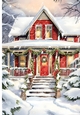 Pretty Snow Scene Of A House A4