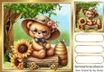 Cute Teddy Bear In Sun Hat With Sunflowers/Woodland 8x8