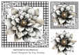 Pretty Black/Gold Flower In Black & White Gingham 7x7 (One)