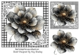 Pretty Black/Gold Flower In Black & White Gingham 7x7 (Two)