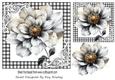 Pretty Black/Gold Flower In Black & White Gingham 7x7 (Four)
