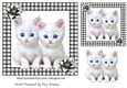 Cute Kittens With Flowers Black Gingham 7x7 (Three)