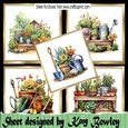 5 Lovely 8x8 Gold Frame Toppers With FLOWER GARDENS, Mini Kit