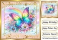 Pretty Glitter Butterfly With Rainbow 8x8 Card