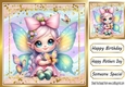 Pretty Glitter Rainbow Butterfly Girl Gnome 8x8 Card
