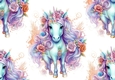 Pretty Glitter Rainbow Unicorn With Roses Backing Paper (BIG)
