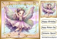 Pretty Glitter Rainbow Frame With Lilac Fairy 8x8 Card