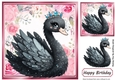  Frame Of Pink Roses With A Black Princess Swan & Crown 8x8 Card