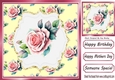 Pretty Pink Roses On Glitter Topper Cream Background 8x8 Card