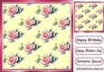 Pretty Pink /Cream With Roses 8X8 Card