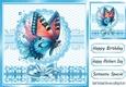 Pretty Blue Butterfly In Ornate 8x8 Frame With Satin Bow (TWO)