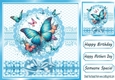 Pretty Blue Butterfly In Ornate 8x8 Frame With Satin Bow (THREE)