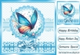 Pretty Blue Butterfly In Ornate 8x8 Frame With Satin Bow (FOUR)