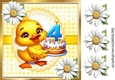 Cute Yellow Birthday Duck (AGED FOUR) With Daisies in Yellow Gingham 8x8