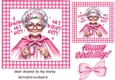 Pink Gingham 7X7 Card With Granny Quote (TWO)