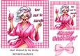 Pink Gingham 7X7 Card With Granny Quote (THREE)