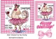 Pink Gingham 7X7 Card With Funny Chicken Quote (TWO)