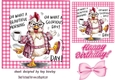 Pink Gingham 7X7 Card With Funny Chicken Quote (THREE)