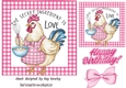 Pink Gingham 7X7 Card With Funny Chicken Quote (FOUR)