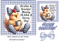 Grey Gingham 7X7 Card Front With Cheeky Chicken (ONE)
