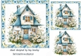 Pretty Blue Cottage With Daisies In Floral 7x7 Frame (TWO)