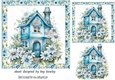 Pretty Blue Cottage With Daisies In Floral 7x7 Frame (THREE)