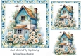 Pretty Blue Cottage With Daisies In Floral 7x7 Frame (FOUR)