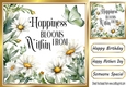 Happiness Blooms With Daisies And Sentiment 8x8 (THREE)