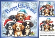 Cute Puppies In Santa Hats in 8X8 Snowflake Christmas Frame