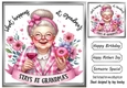 Gran With Glass Of Wine Sentiment 8X8 Card Front