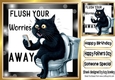 FLUSH YOUR WORRIES AWAY Cat sat on toilet With Mobile Phone 8x8