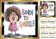 BORN TO SPARKLE Lady in Gold Black 8X8 Frame