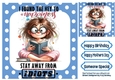 KEY TO HAPPINESS Woman With Caption In Blue Polkadot 8X8 Frame