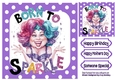 BORN TO SPARKLE Woman With Caption In Purple Polkadot 8X8 Frame