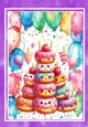 Funny Face With Donuts In Balloon Purple Frame A4 (THREE)