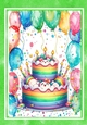 Funny Face Cake In Balloon Green Frame A4 (FOUR)