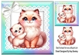 Lovely Mum & Kitten With Bow Rainbow Frame 8x8 (THREE)