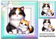 Lovely Mum & Kitten With Bow Rainbow Frame 8x8 (FOUR)