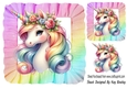 Pretty Rainbow Unicorn In 8X8 Rainbow Frill Frame (TWO)
