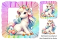 Pretty Rainbow Unicorn In 8X8 Rainbow Frill Frame (THREE)