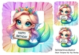 Pretty Rainbow Mermaid In 8X8 Rainbow Frill Frame (TWO)