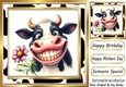 Funny Face Cow In 8x8 Gold Frame (TWO)